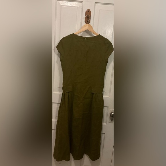 Baltic Linen Jura Olive Green Pure Linen Dress Size 36 Small - Picture 11 of 16